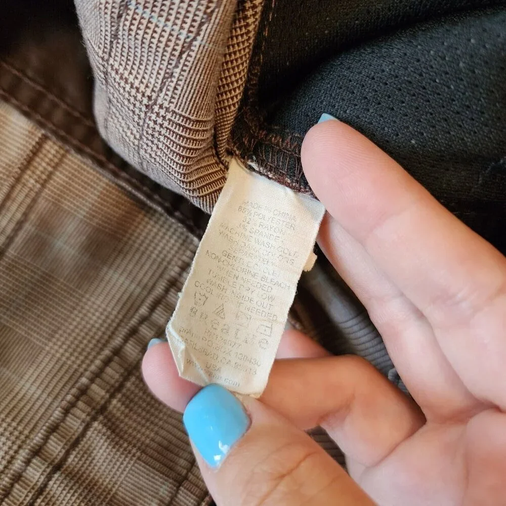 Prana Brown Plaid Lightweight Casual Chino Shorts Mens Outdoor Hiking 38 - Picture 8 of 12